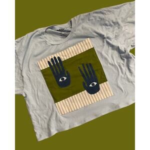 XL Upcycled Cropped Light Blue T-Shirt